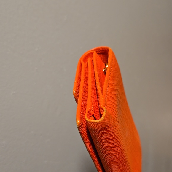 MCM Leather Orange Wallet with Gold Accents - Picture 10 of 11